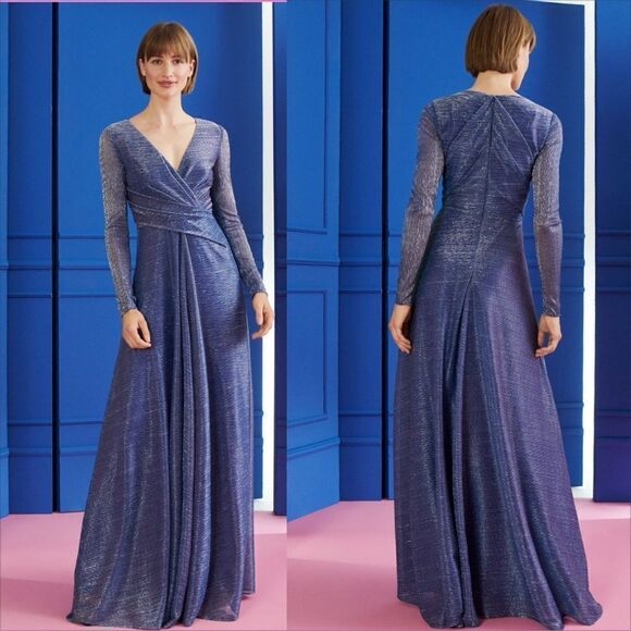 TALBOT RUNHOF Pokario23 Electric Blue Metallic Voile Gown in Size US4 - Picture 13 of 13